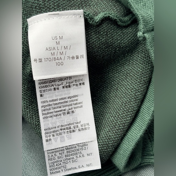 Calvin Klein Women's Monogram Dolman Knit Sweater Green Relaxed ft M 100% cotton - Picture 2 of 4